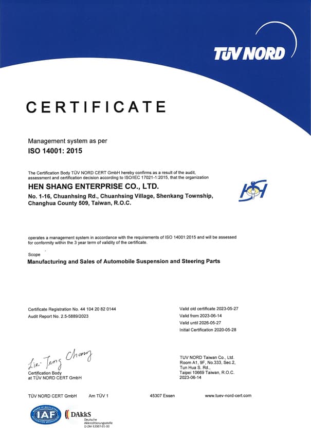 Certificate ISO 14001-HAVENS